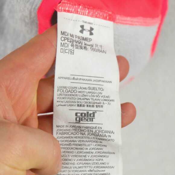 Under Armour Hoodie Womens Medium Gray Prink Cold Gear Pullover Storm Sporty - Picture 9 of 10